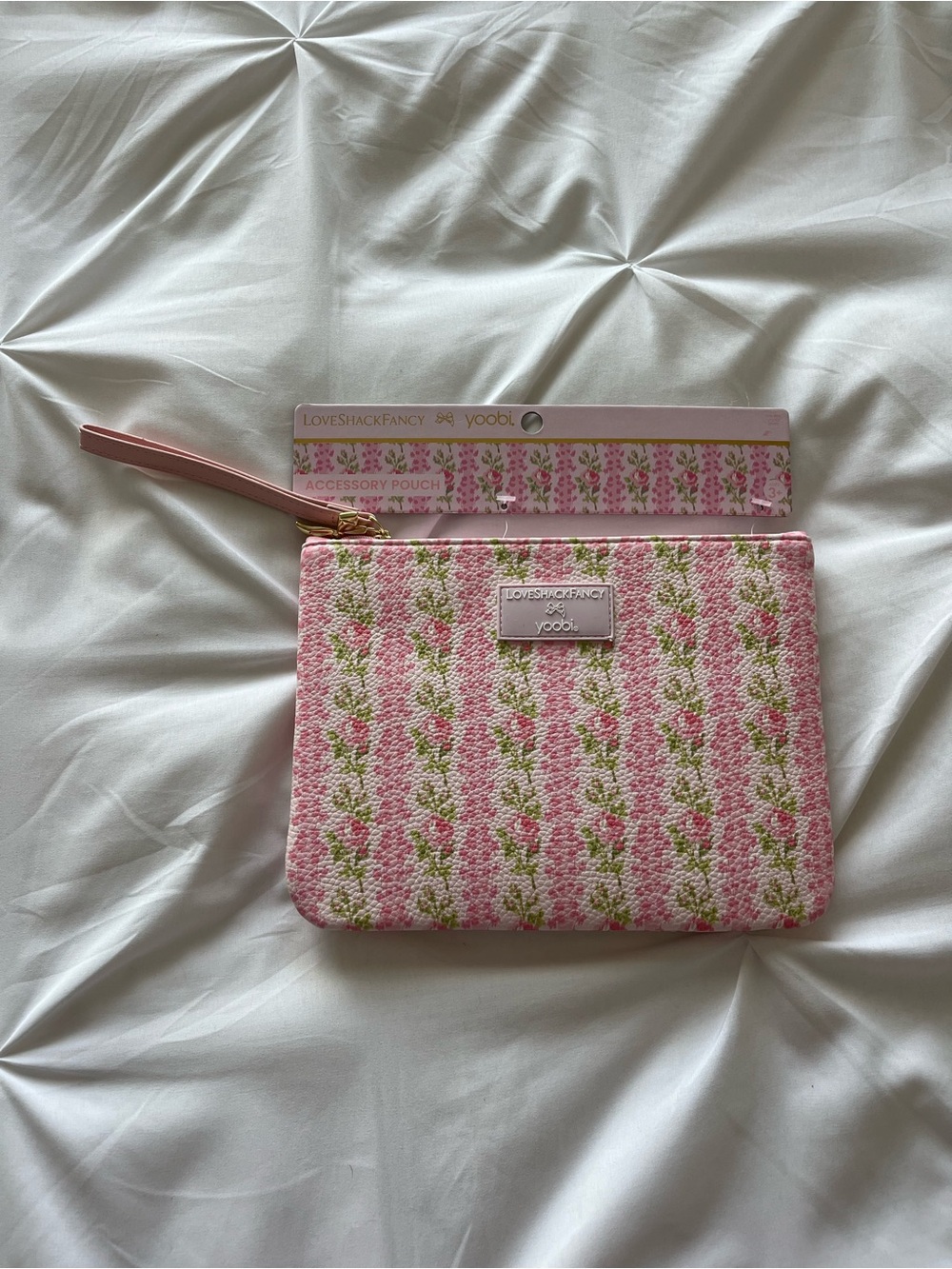 LoveShackFancy Blooming Heirloom Pencil Case with Strap Strawberry Macaroon